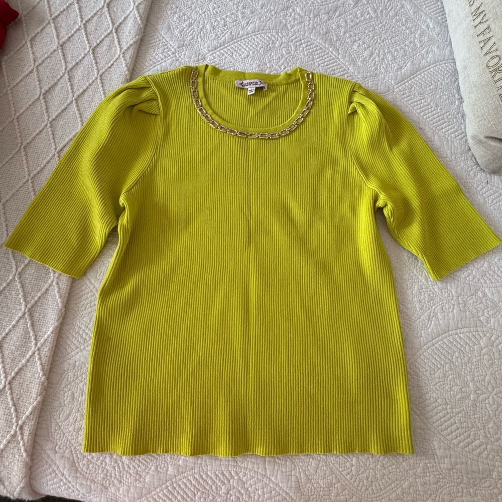Nanette Lepore Lime Green Blouse with Chain Detail